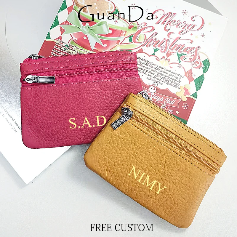 Luxury Ziploc Bags - Porte-monnaie en cuir véritable avec lettres