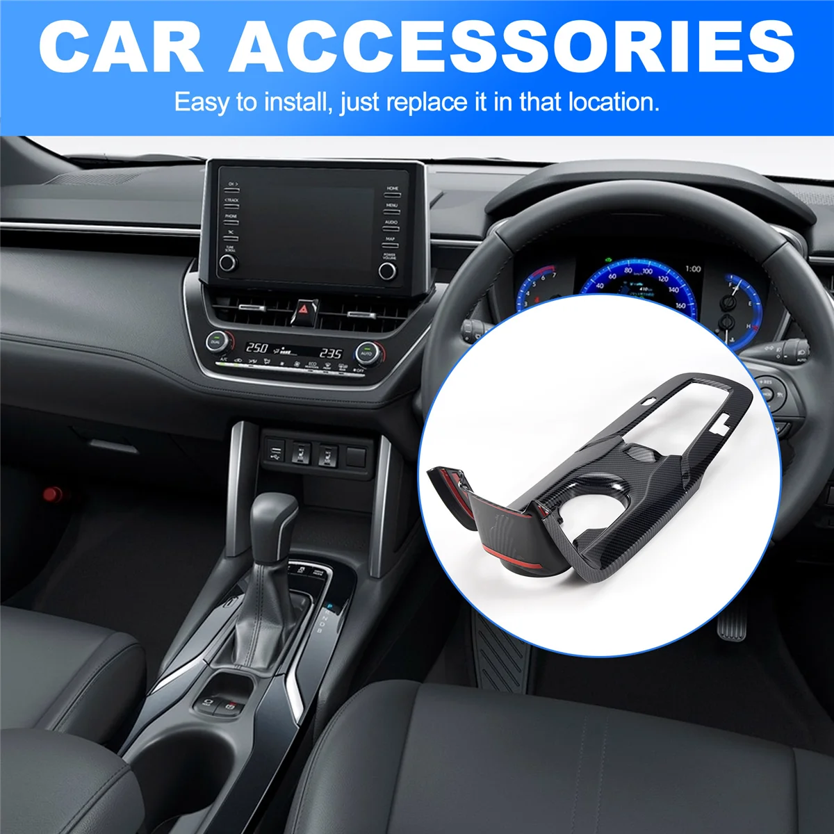 

#731Q For Toyota Corolla Cross 2020 2021 Central Control Panel Cover RHD (carbon fiber & black)