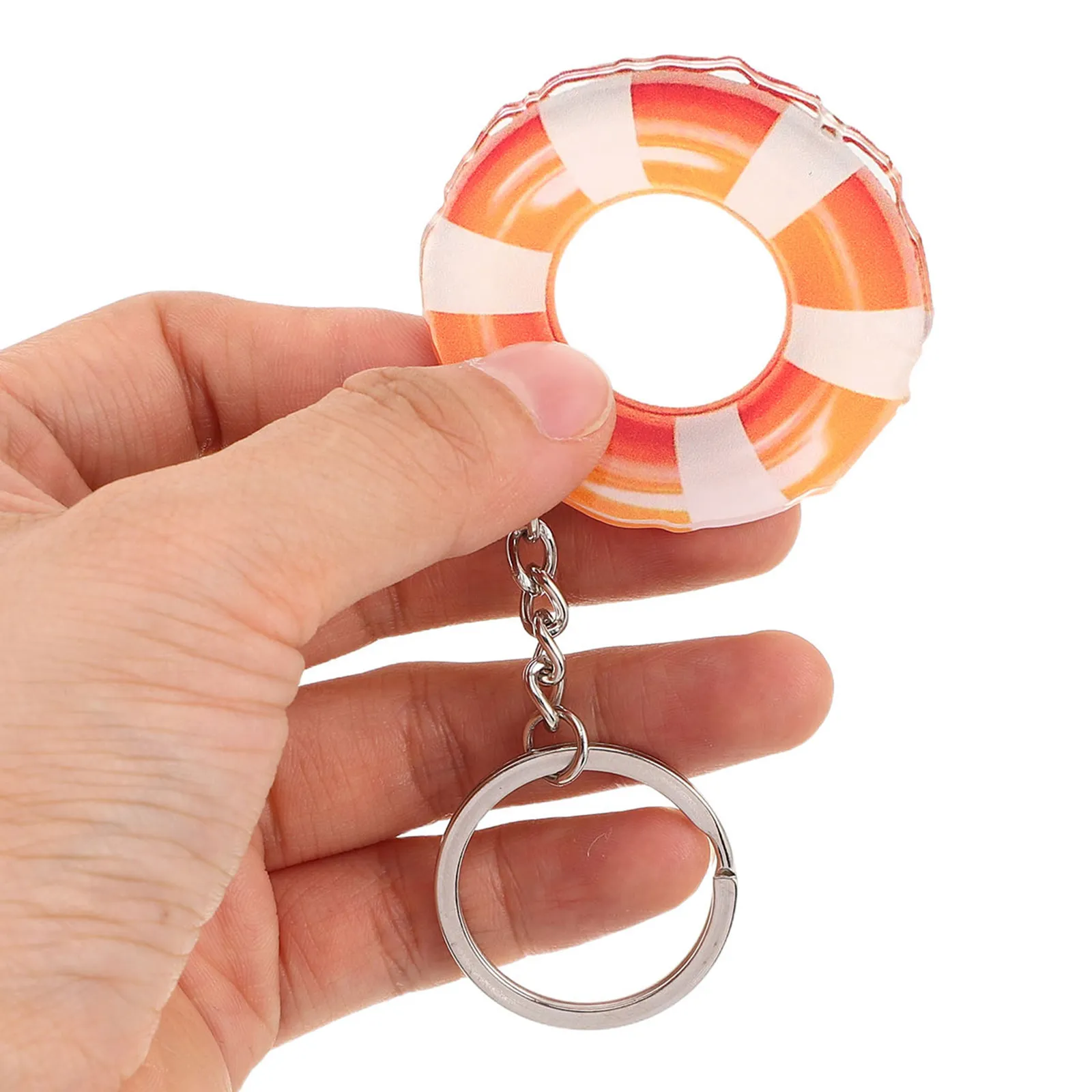 6Pcs Acrylic Lifesaver Keychain Preserver Ring Pendant Compact Design for Lifeguards Swimming Lovers Gift