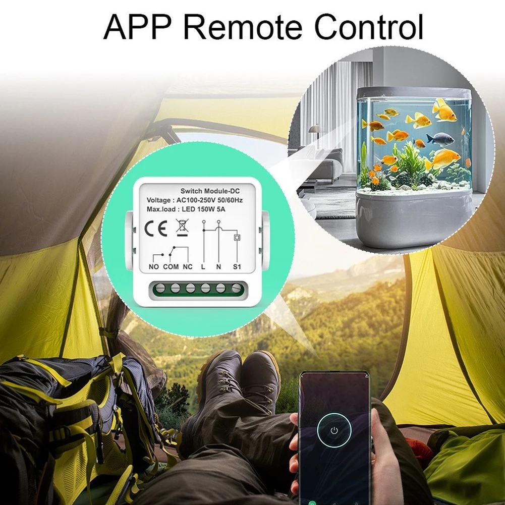 Switch Dry Contact Module for Dual Voltage Operation DC 12V 24V AC 100V 240V with Voice Control Support and Easy Wiring
