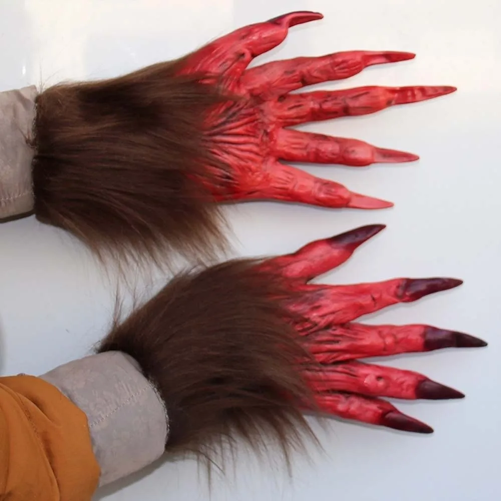 Party Props Creepy Halloween Gloves Latex Flexible Werewolf Hands Textured Durable Beast Claws Masquerade