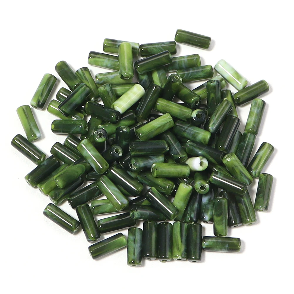 100 Stück 5 x 13 mm Acryl-Röhrenperlen aus imitiertem Jadestein, bunte lose Perlen für die Schmuckherstellung, DIY-Halskette, Armband, Zubehör – Detail 11