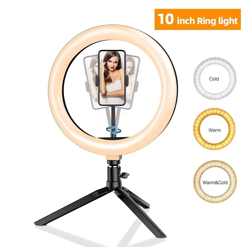 Anillo de luz LED para Selfie de 16/26/33cm, iluminación regulable para fotografía, lámpara LED con Control remoto, trípode para grabación de vídeo, transmisión en vivo