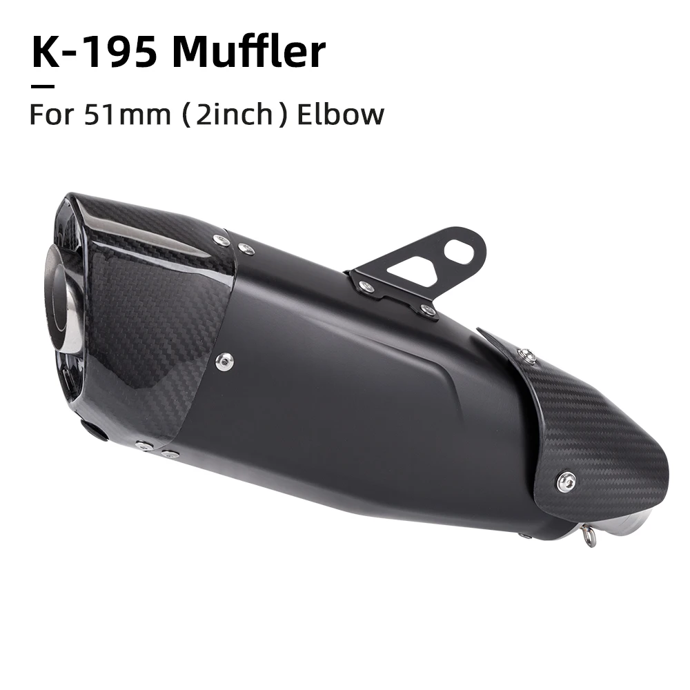 

K195 Muffler General Motorcycle Exhaust Carbon Muffler 51mm inlet for mt07 z900 ninja400 s1000rr xmax pcx125 adv350