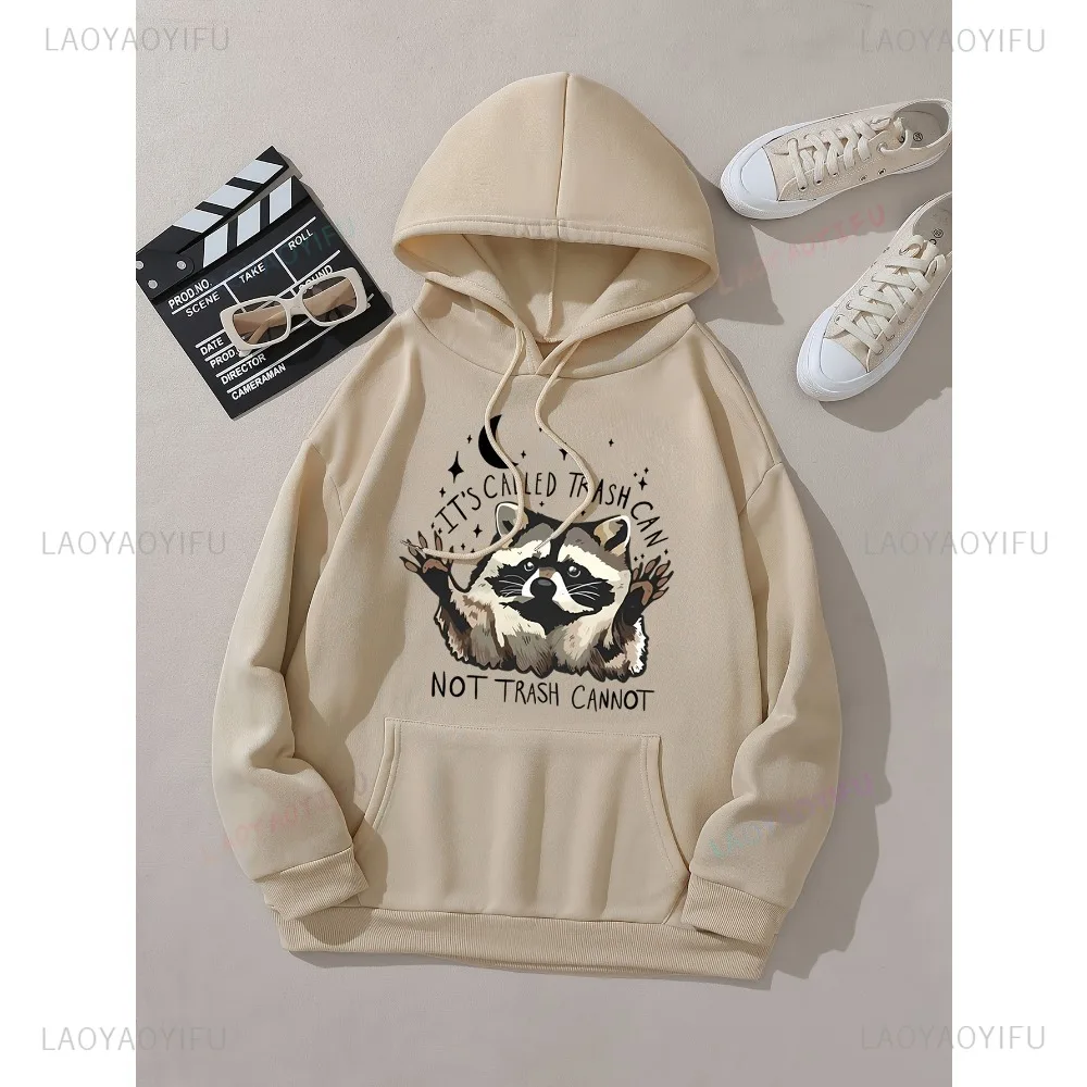 Cozy Raccoon Alphabets Hoodie Casual Drawstring Design with Pocket Machine Washable Perfect for Fall and Winter Season