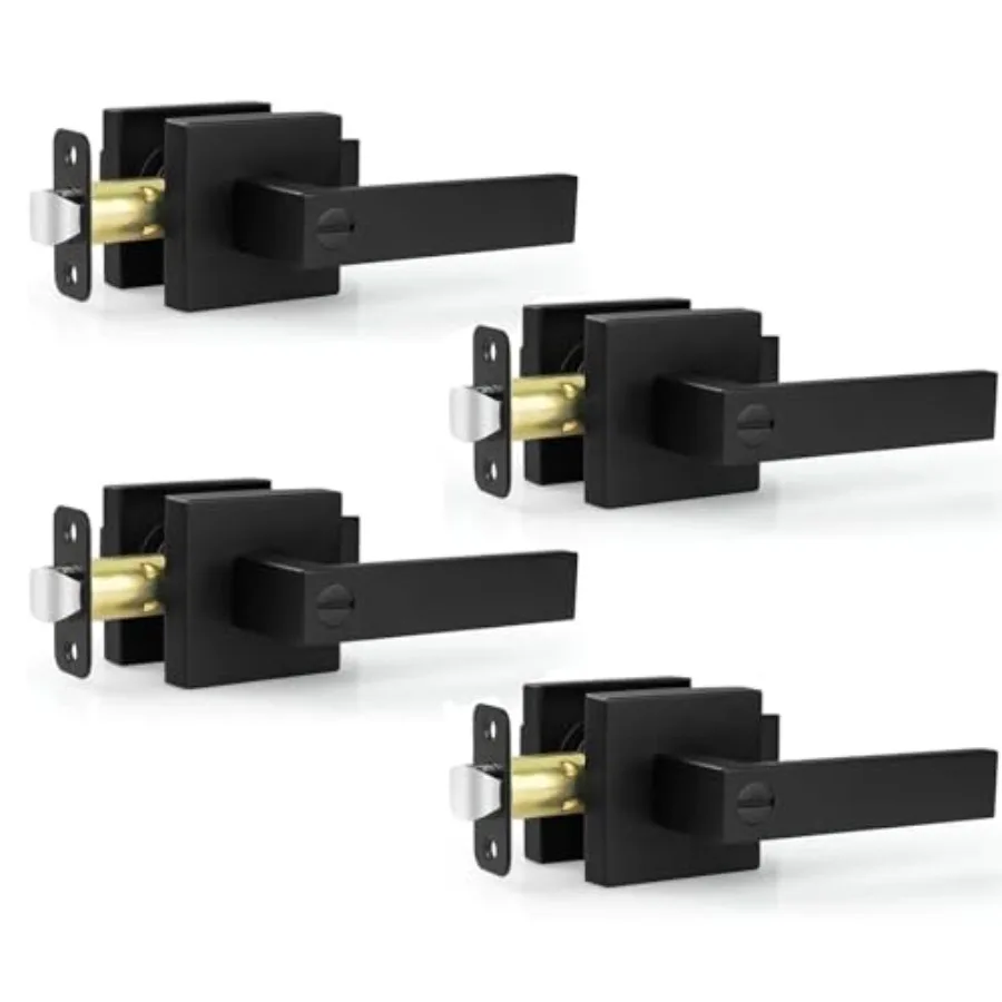 

Black Door Handles - Interior Door Knobs with Lock for Bedrooms, Keyless Privacy Door Levers, Heavy Duty Zinc Alloy Door Lever