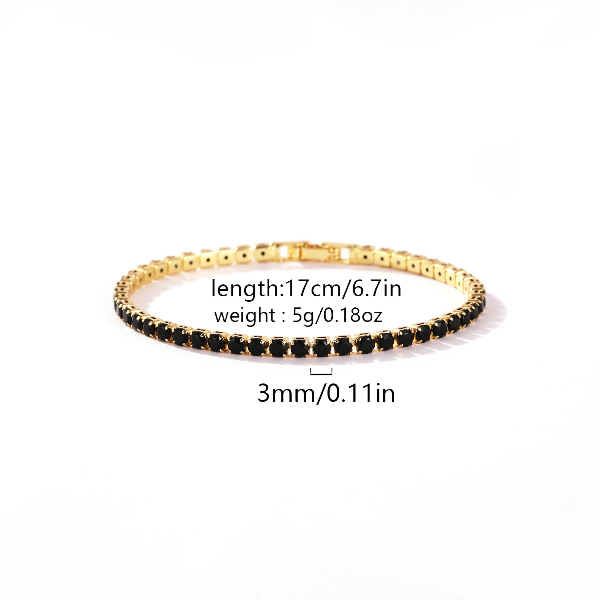 18K Vergoldete Schwarze Iced-Out Zirkonia Tennis-Armbänder für Damen und Herren, Kristall Verstellbares Armband, Hippie-Schmuck – Detail 8