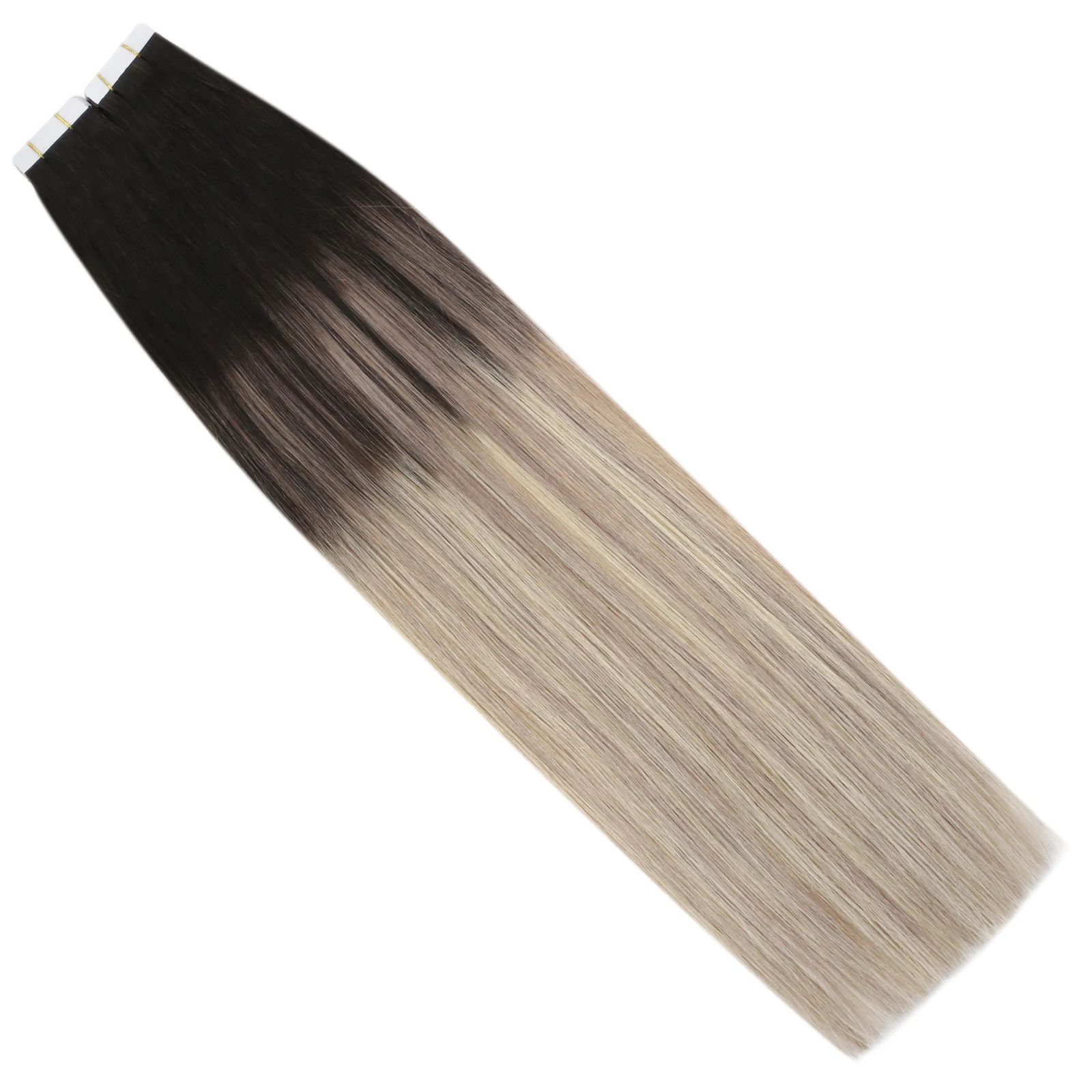 Ugeat Tape-in-Haarverlängerungen, Balayage, natürliches Schwarz bis Aschblond, Tape-in-Haarverlängerungen, Platinblond, Tape-in-Haar für Frauen – Detail 5