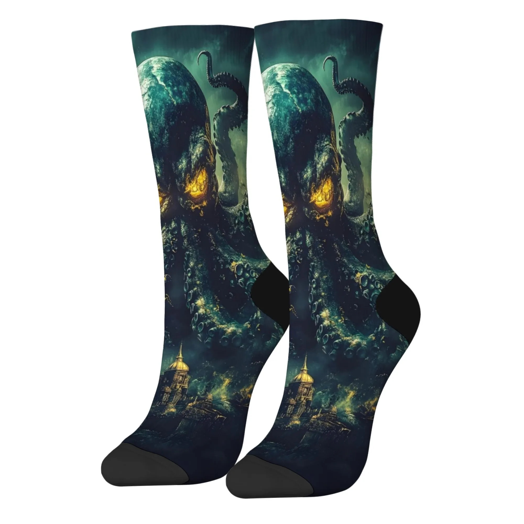 

Crusou sea monster octopus destruction theme socks novelty hip hop crazy crew socks non-slip comfortable casual party fun gift