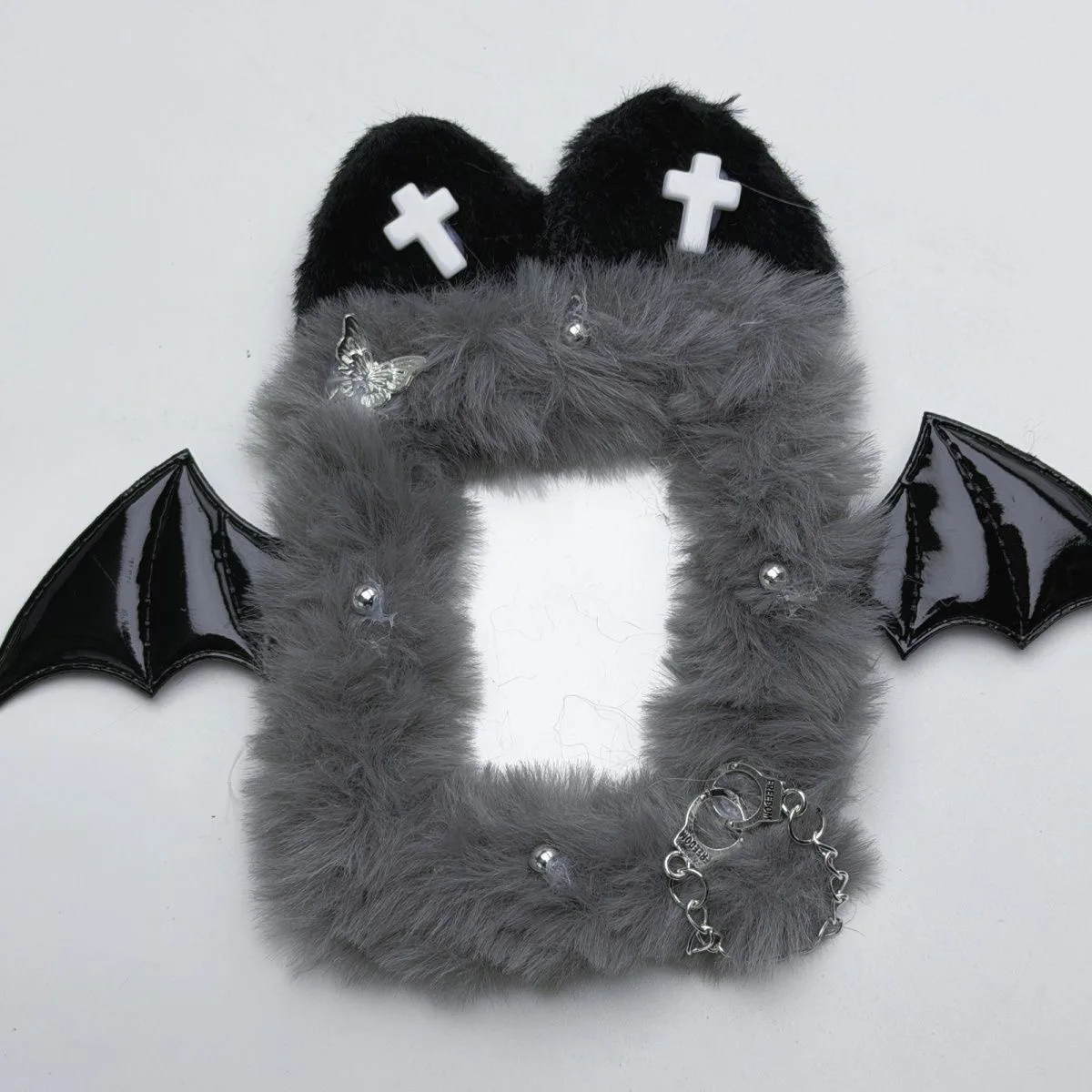 

Серый готический стиль дьявол кошачье ухо фото дисплей держатель карты протектор ita сумка аксессуары idol фото дисплей