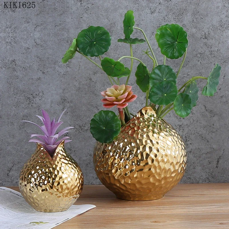 Electroplating Ceramic Vase Pomegranate Crafts Arrangement Room Hydroponic Potted Decoration