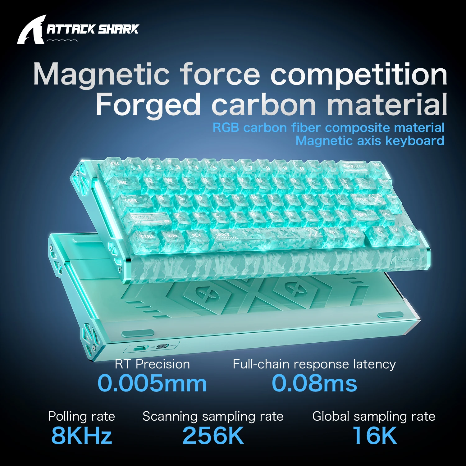 ATTACK SHARK R68HE RGB Magnetic Keyboard Forged Carbon Fiber CNC Aluminum 8000Hz Polling Rate Hot Swappable Web Driver for PC Ma
