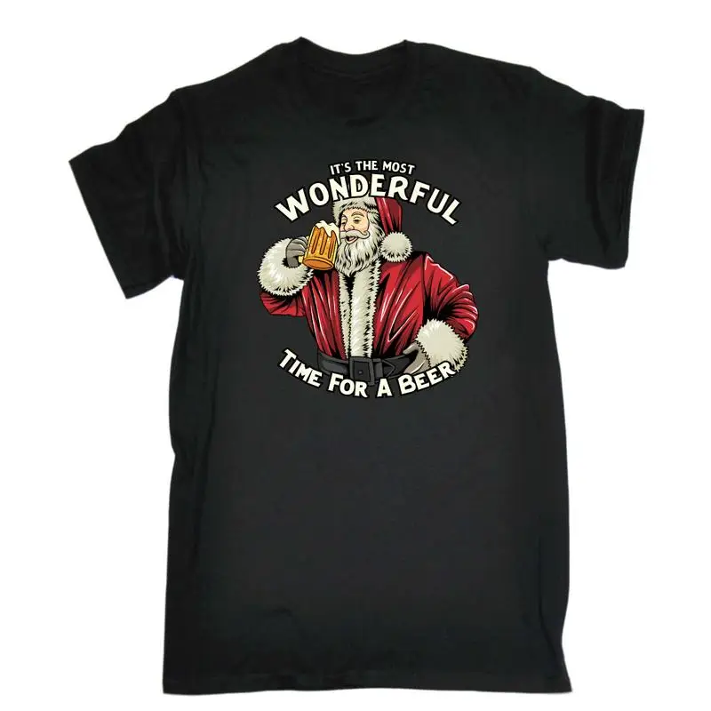 

Most Wonderful Time For A Beer V2 Santa Christmas Mens Funny T Shirt