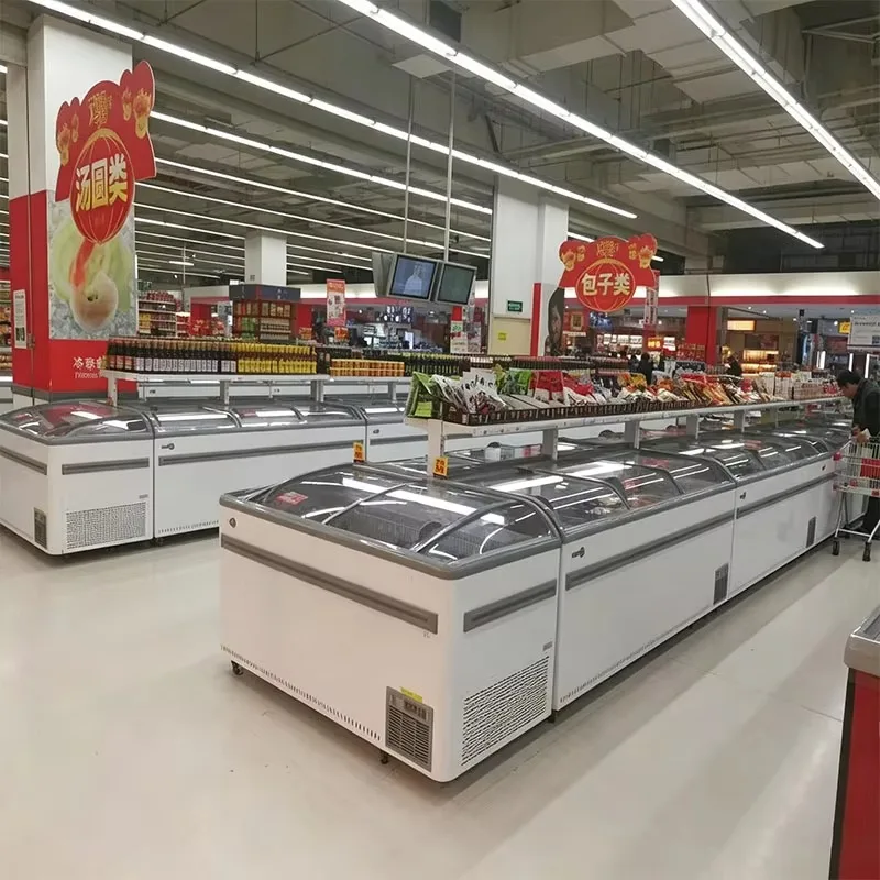 Island Display Freezer With R290 Refrigerant, Flexible Combination For Supermarket And Convenience Store