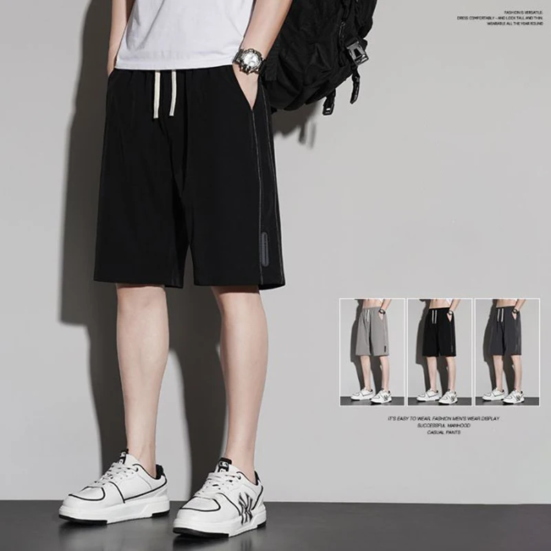 

Men Summer Lightweight Ice Silk Quick Drying Breathable Short Pants Male Plus Size Loose Straight Sweatpants Daily Casual Pants