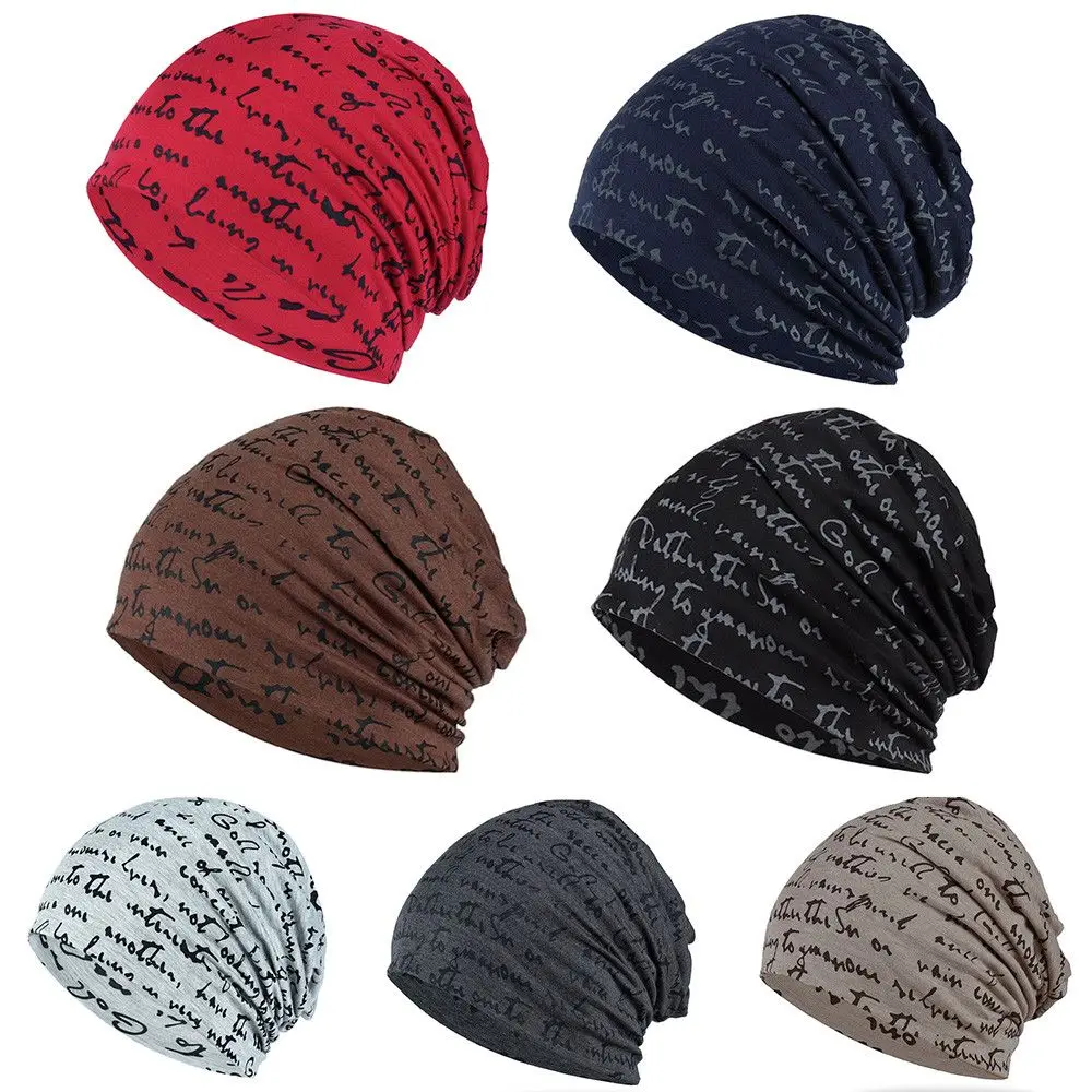 Hip Hop Beanies Letter Print Warm Men\'s Goth Bonnet Hat Knit Cap Streetwear Women\'s Cotton Winter Nightcap Head Wrap