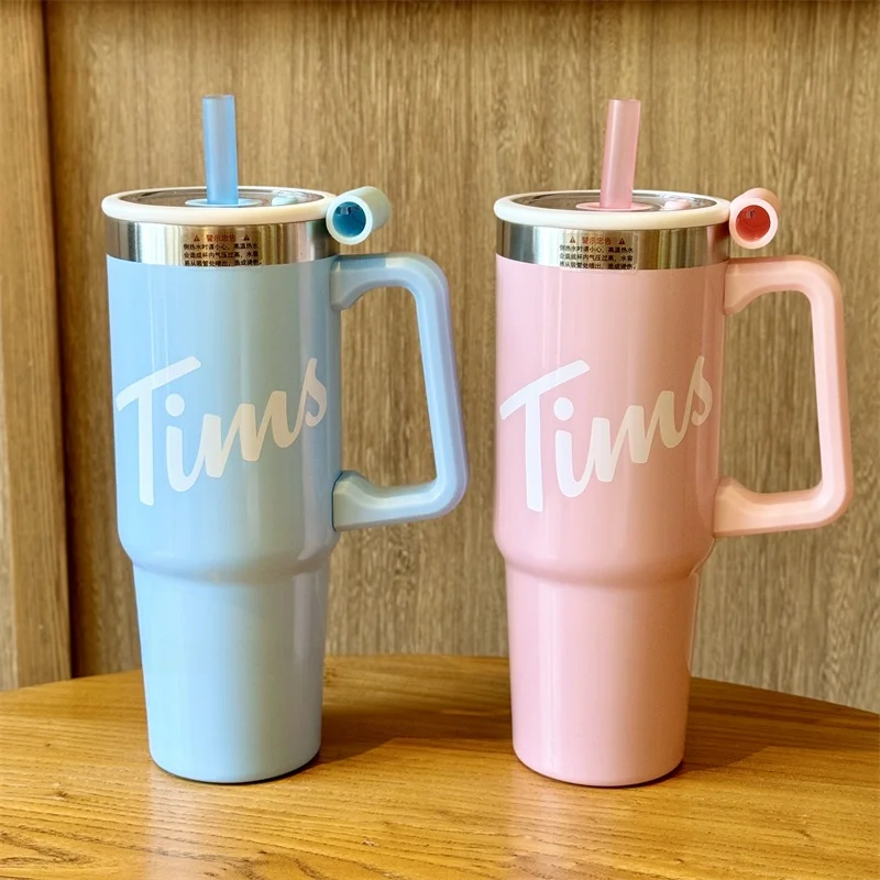 

Tim Hortons Stainl Steel St Cup Large Capaci Ice King St Cup with Handle Fre And Clean Sle Beverage Cup