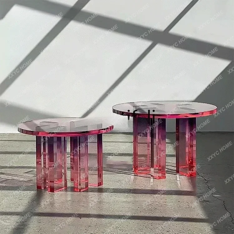 

Acrylic table gradual change coffee table creative simple entrance living room light luxury color small side table