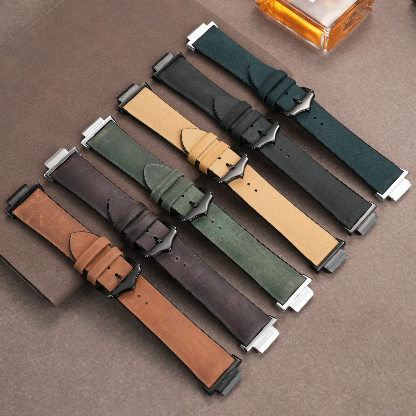 GA-2100 pulseira de couro para casio g-shock ga2100/GA-2110 especial elevado à prova dwaterproof água inferior couro masculino preto azul marrom