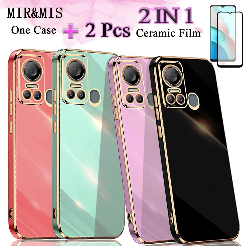 2 IN 1 Plating Case For ITEL Vision 5 ITEL S18 Case With Two Piece Curved Ceramic Screen