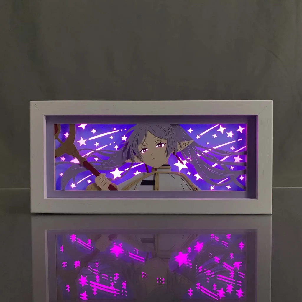 Frieren Beyond Journey's End Anime Light Box Room Decorating Items Color Changing Manga Led Night Lamp Paper Carving Lightbox