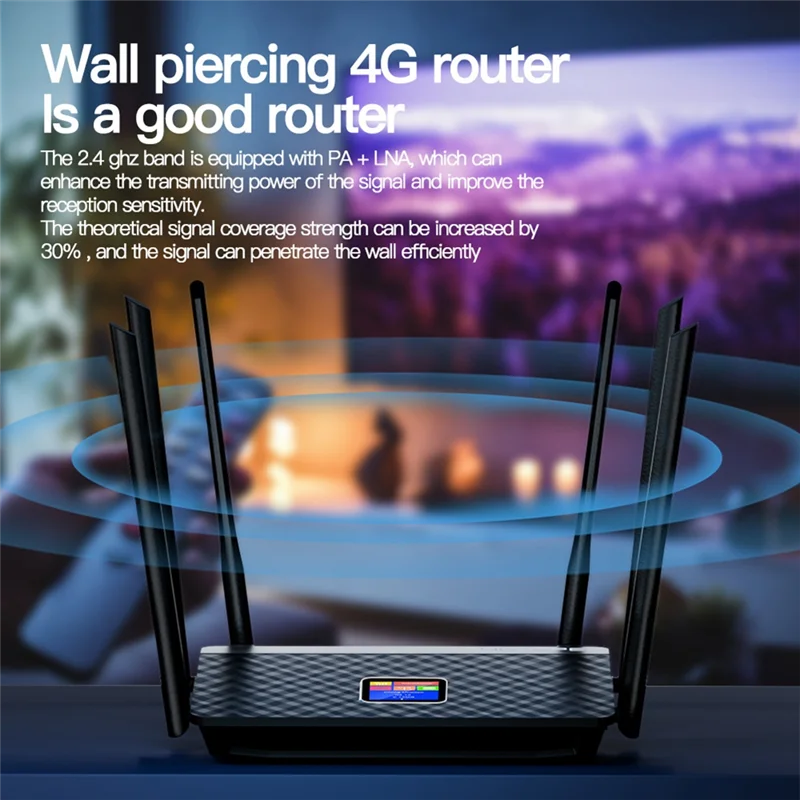 4G Wireless Router 300Mbps CAT4 32 Users RJ45 WAN LAN Wireless Modem LTE Network Hotspot SIM Card Slot Durable Black EU Plug