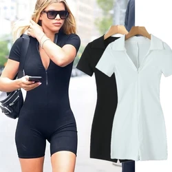 Maxdutti Ins Blogger High Street Solid Sexy Fashion Knitted Tight Jumpsuit Shorts Playsuits Women