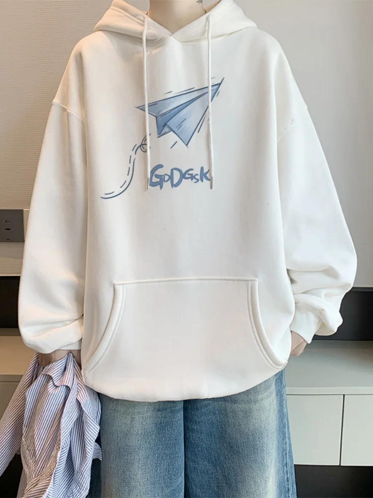 

Heavyweight Pure Cotton Men's Sweatirt Spring Autumn Casual Loose Base irt Versatile Hooded Casual Outerwear Trendy