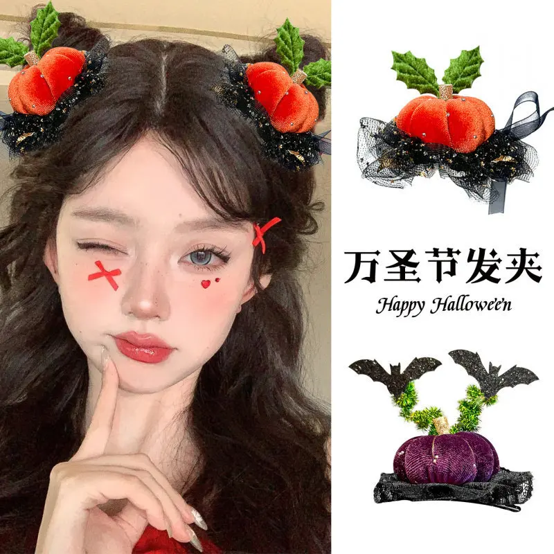 Kids Halloween Hair Clips Witch Hat Pumpkin Spooky Cute Party Decorative Resin Sturdy Lightweight Fun for Girls Hair Clips