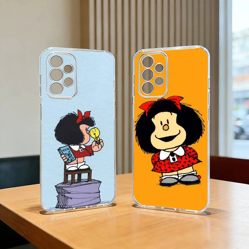 cartoon M-MafaldaS Cute  Phone Case Transparent Silicone Soft For Samsung S25,S24,S21,S22,S23,S30,Ultra,S20,Plus,Fe,Lite