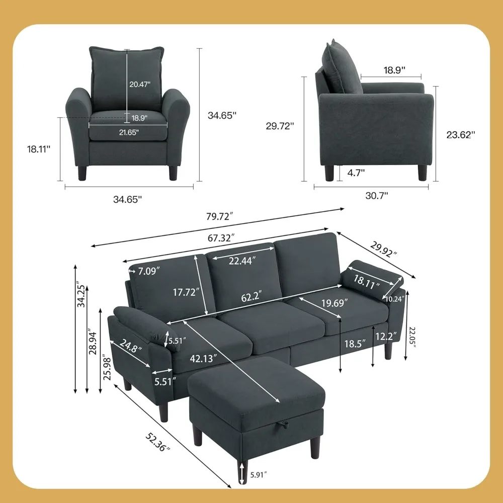 Sectional Sofa Set of 79.5