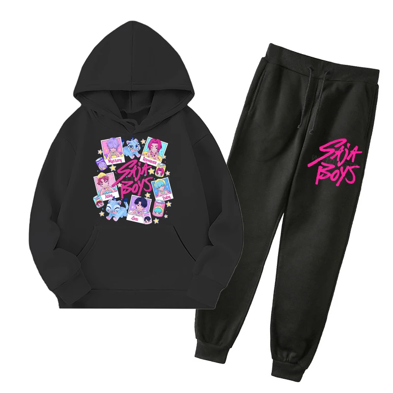 

Girls Cartoon Kpop Demon Hunters Hoodie Sweatshirt Suit Autumn Outdoor Fashion Children's Long Sleeve Pullover Two-Piece Set