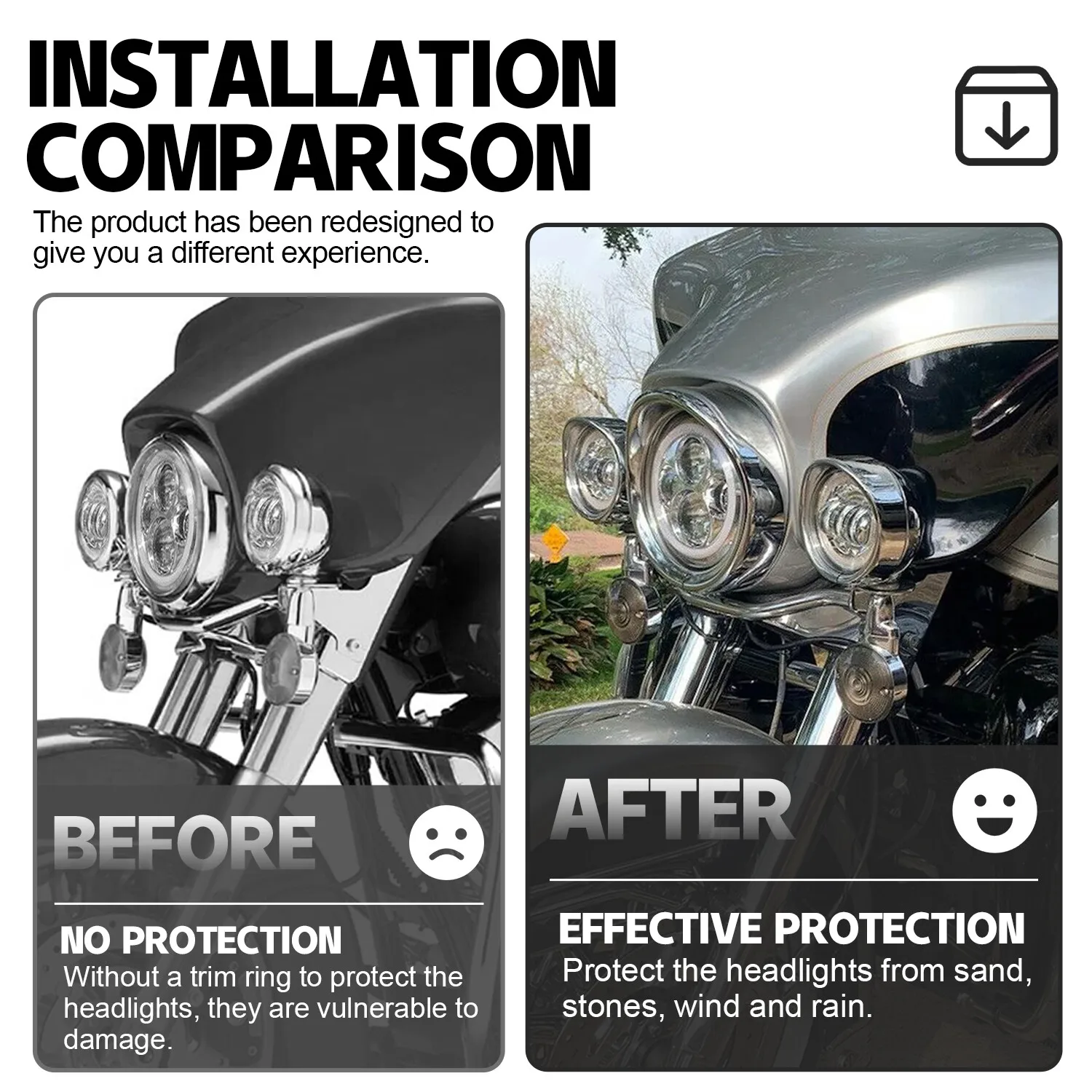 Motorcycle Headlight Trim For Harley Touring Road King Electra Glide Softail FLD/FLH 7