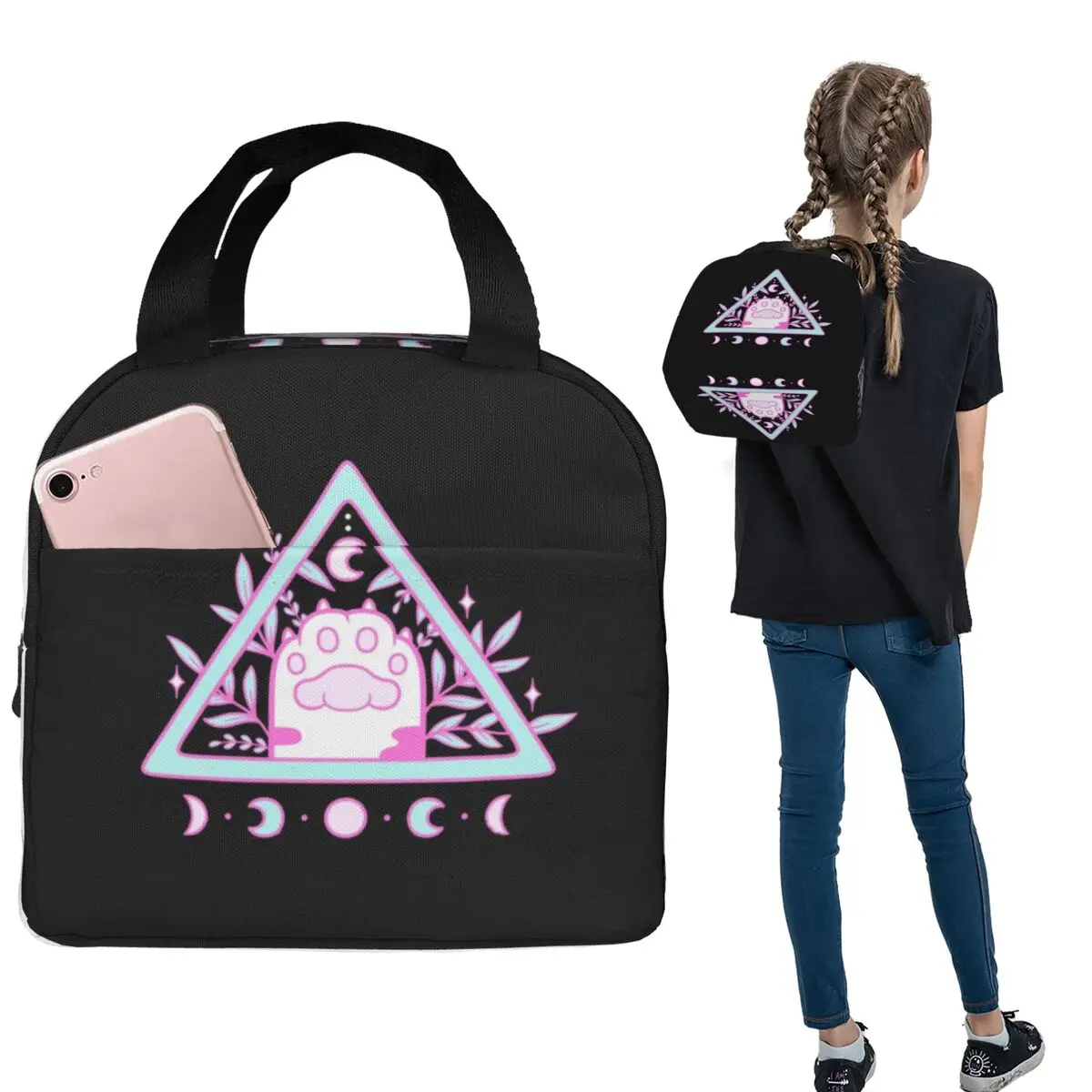 

Термосумка для обедов Witchy Cat Paw Black Nikury для женщин и детей, герметичная, для хранения продуктов, термосумка-тоут