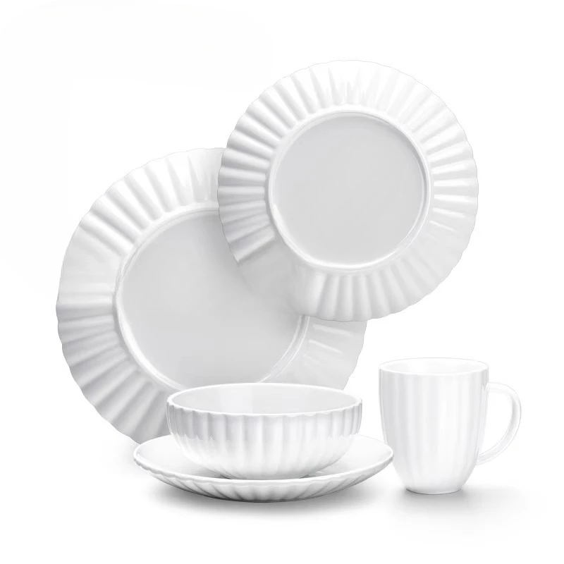 

Light luxury ceramic tableware, bowls and plates for home use, white salad plates, housewarming gifts