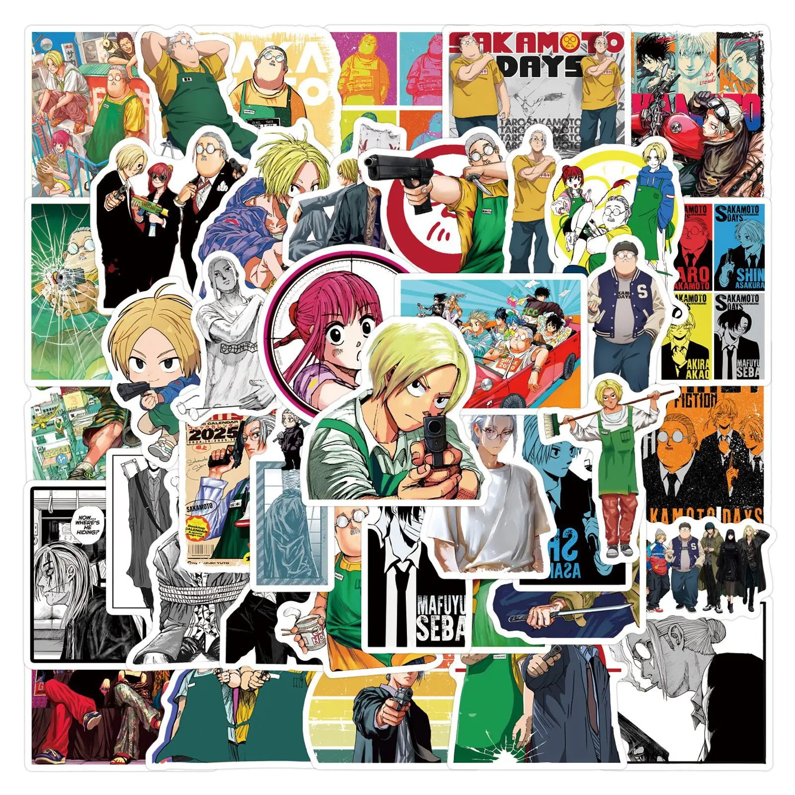 

55Pcs Sakamoto Days Doodle Stickers Decorative Scooter Notebook DIY Manga Stickers