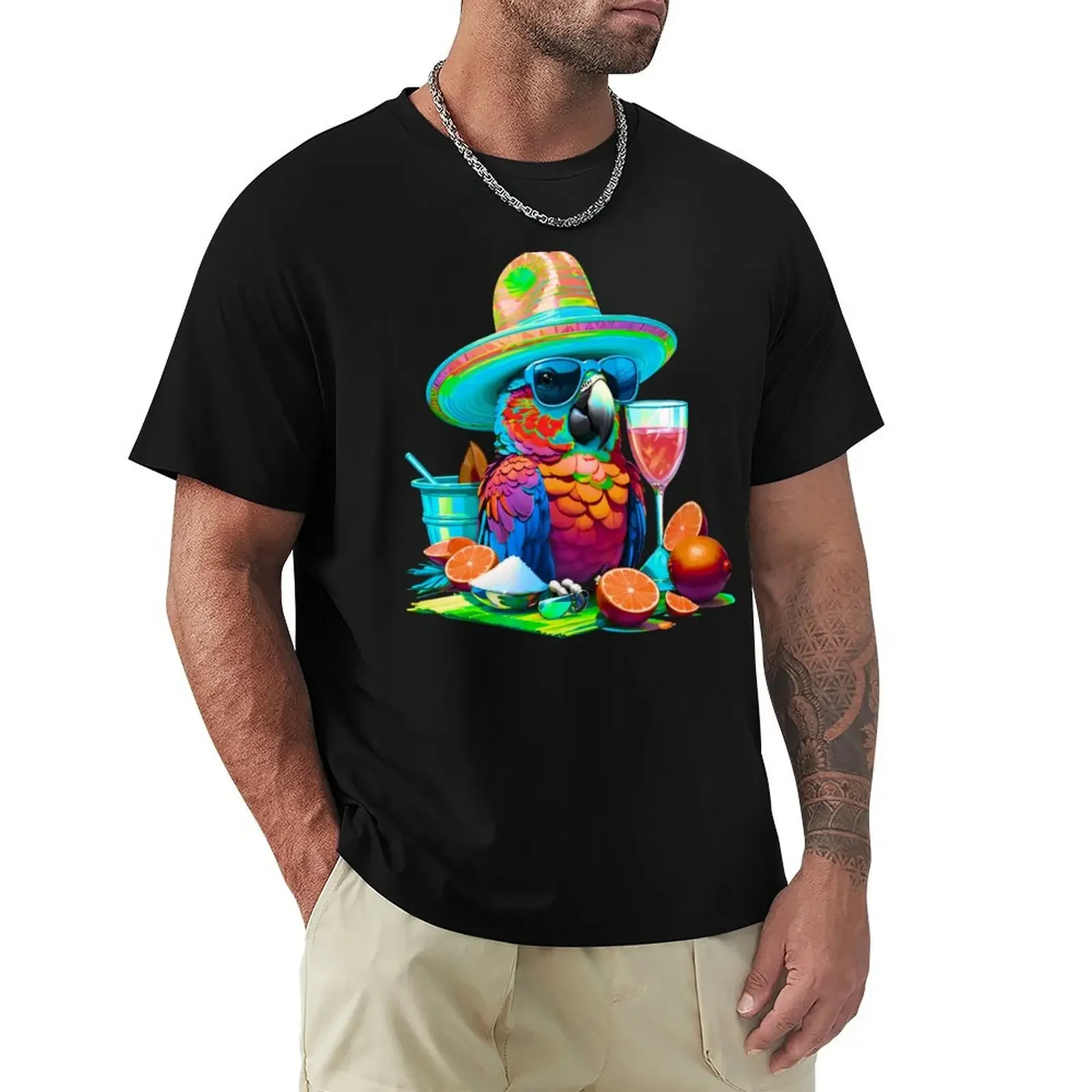 

Salt and Lime Parrot Happy Bird in Paradise T-Shirt custom t shirt hippie clothes Men's t shirts