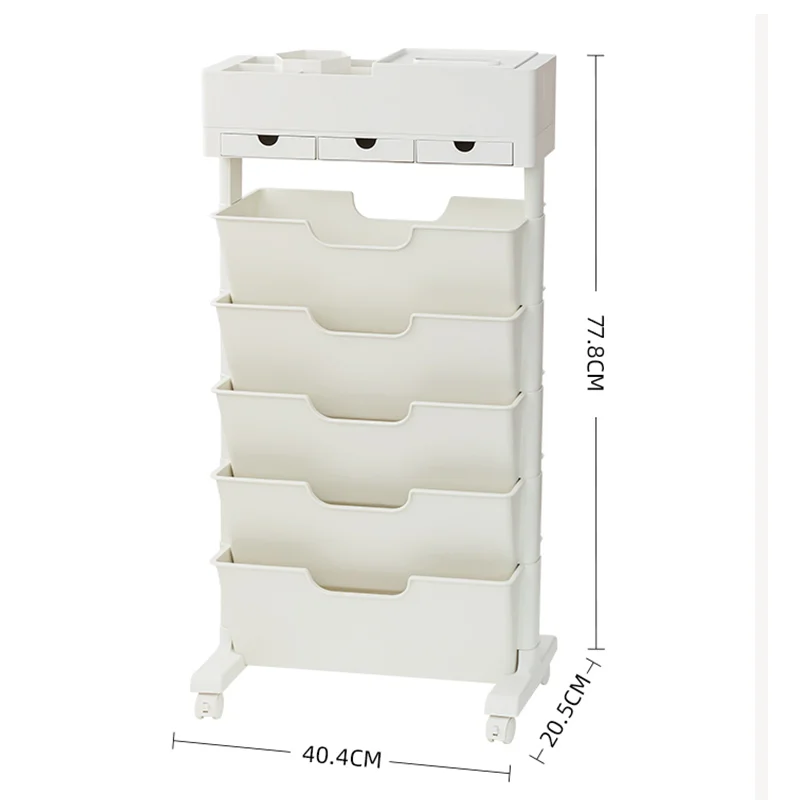 Movable Bookshelf Storage File Organizer Book Rack Large Capacity Shelves Bookcase with Drawer Magazine Snacks Rack