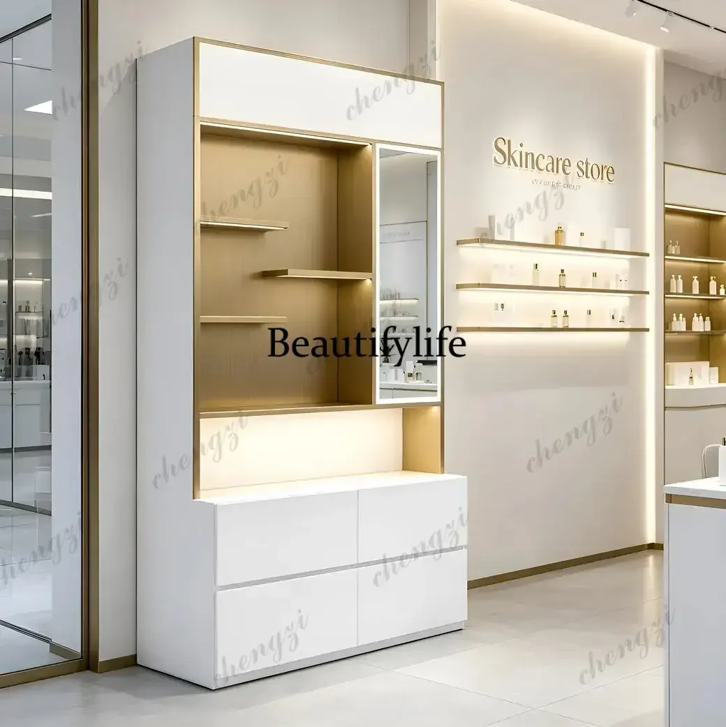 Macron Modern Stainless Steel Beauty Display Cabinet for SPA & Salon, Professional Retail Shelving Unit ,Fully Assembled