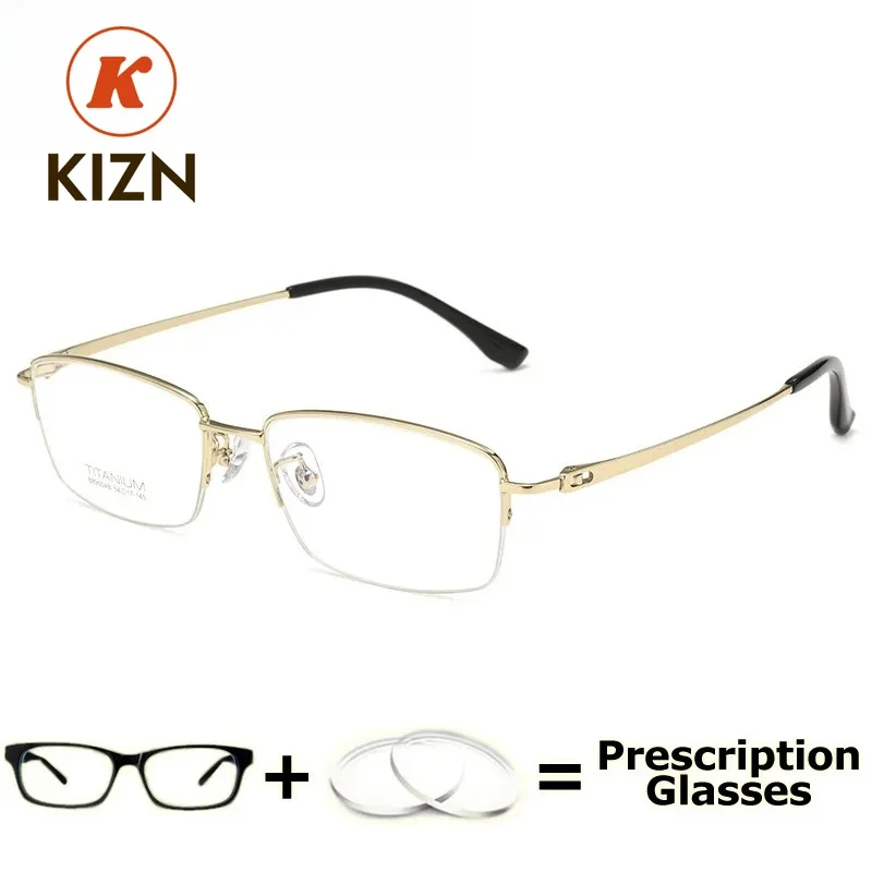 

KIZN Pure Titanium Optical Eyewear Multifocal Prescription Progressive Lens Blue Glasses Flexible Light Block Reading Glasses