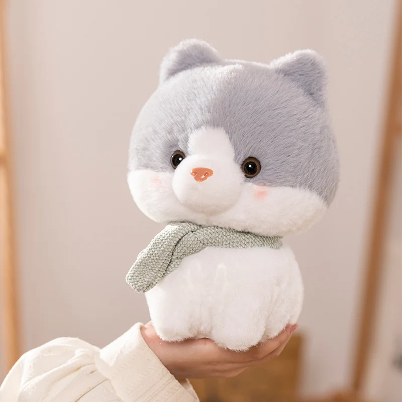 New 1pc 23cm Kawaii A kitten with a Scarf Plush Toys Stuffed Animals Pillow Cat Doll Girlfriend Birthday Gifts