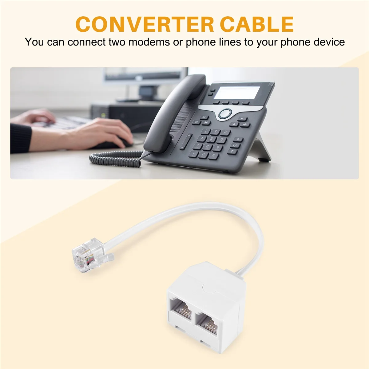 كابل تحويل مقسم الهاتف ثنائي الاتجاه ، 6P2C RJ11 ، من الذكور إلى الإناث