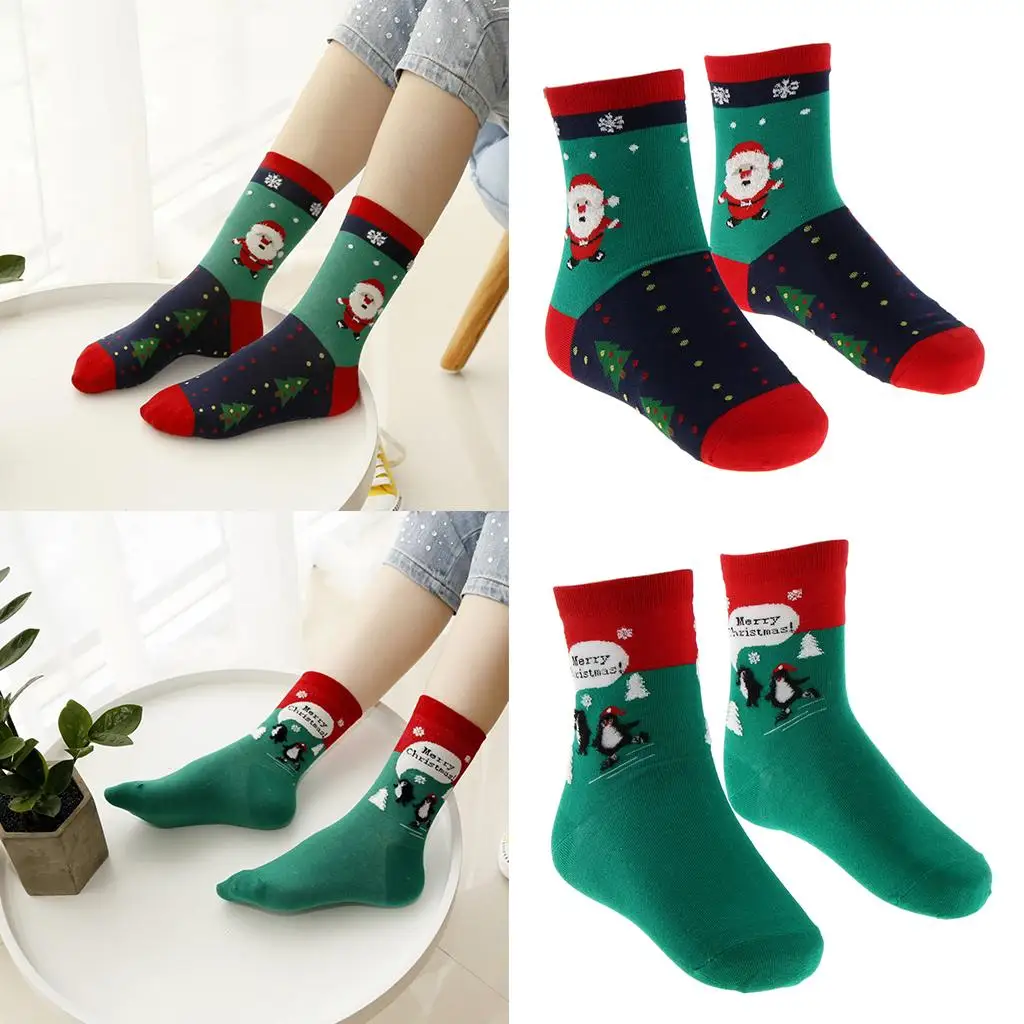 جوارب عيد الميلاد النسائية الجديدة جوارب هدايا الحفلات العالية للكاحل