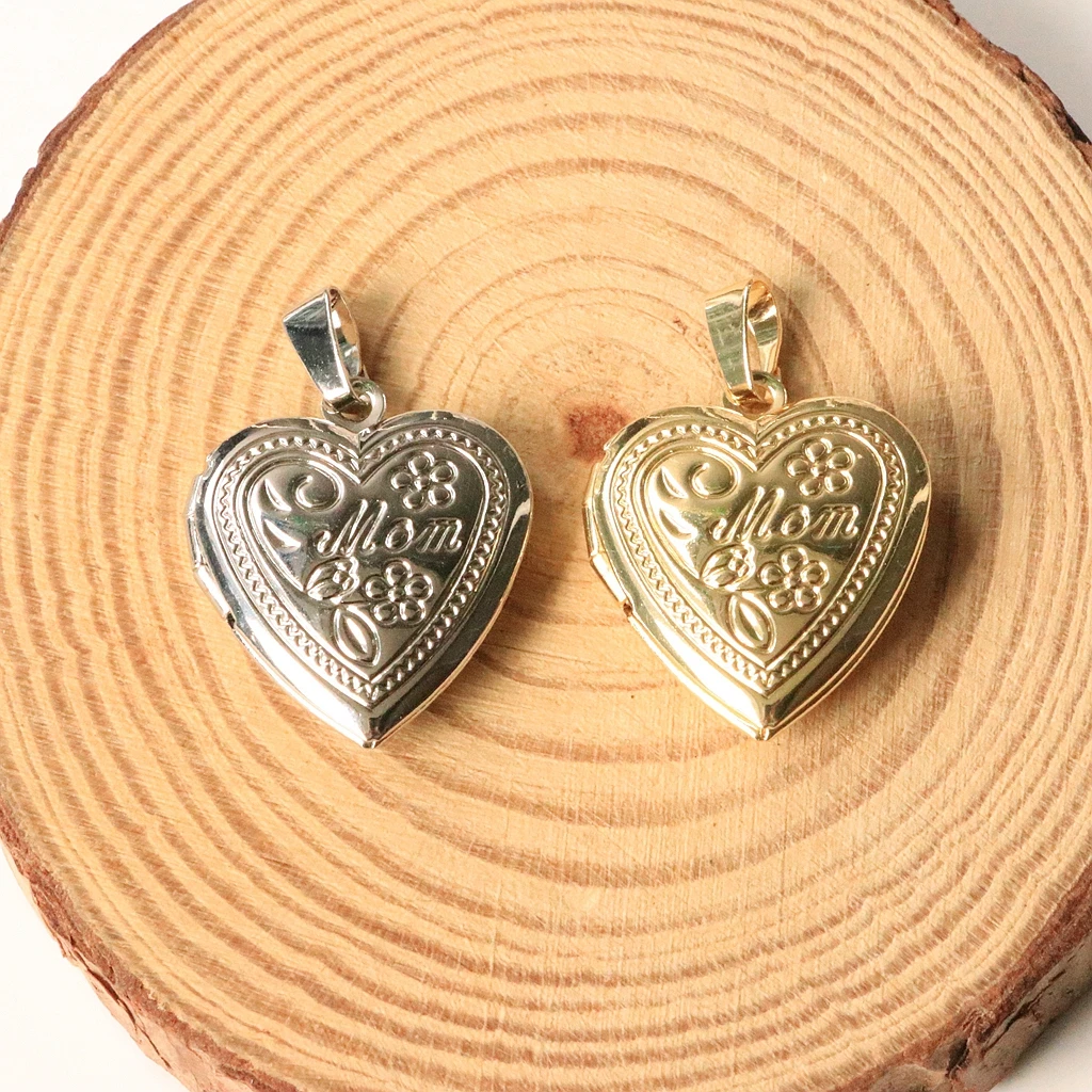 

10pcs 19*22mm Fashion Love Heart Carved Brass Gold/ Silver Plated Locket Charms Heart Photo Locket Pendant For Jewelry Making