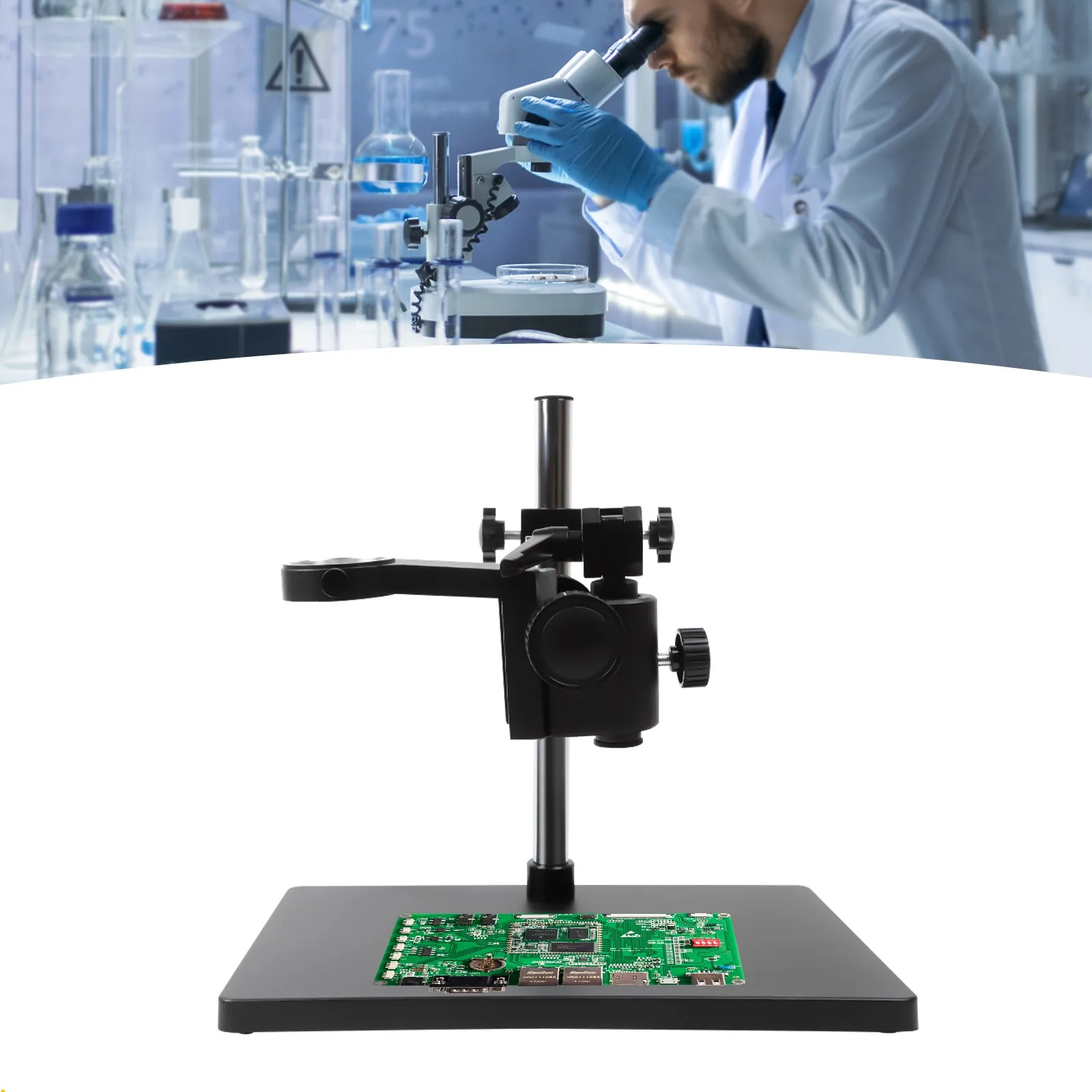 

Microscope Tabletop Stand Ergonomic Design Microscope Stand Adjustable Microscope Holder for Hospitals/Schools/Factories