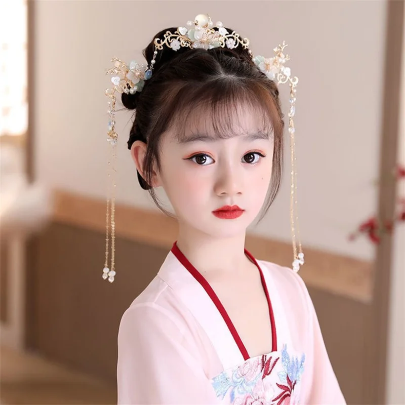 Hanfu headdress tassel step shaking hairpin antique style super fairy hair crown hairpin full set of ancient fairy hairpin