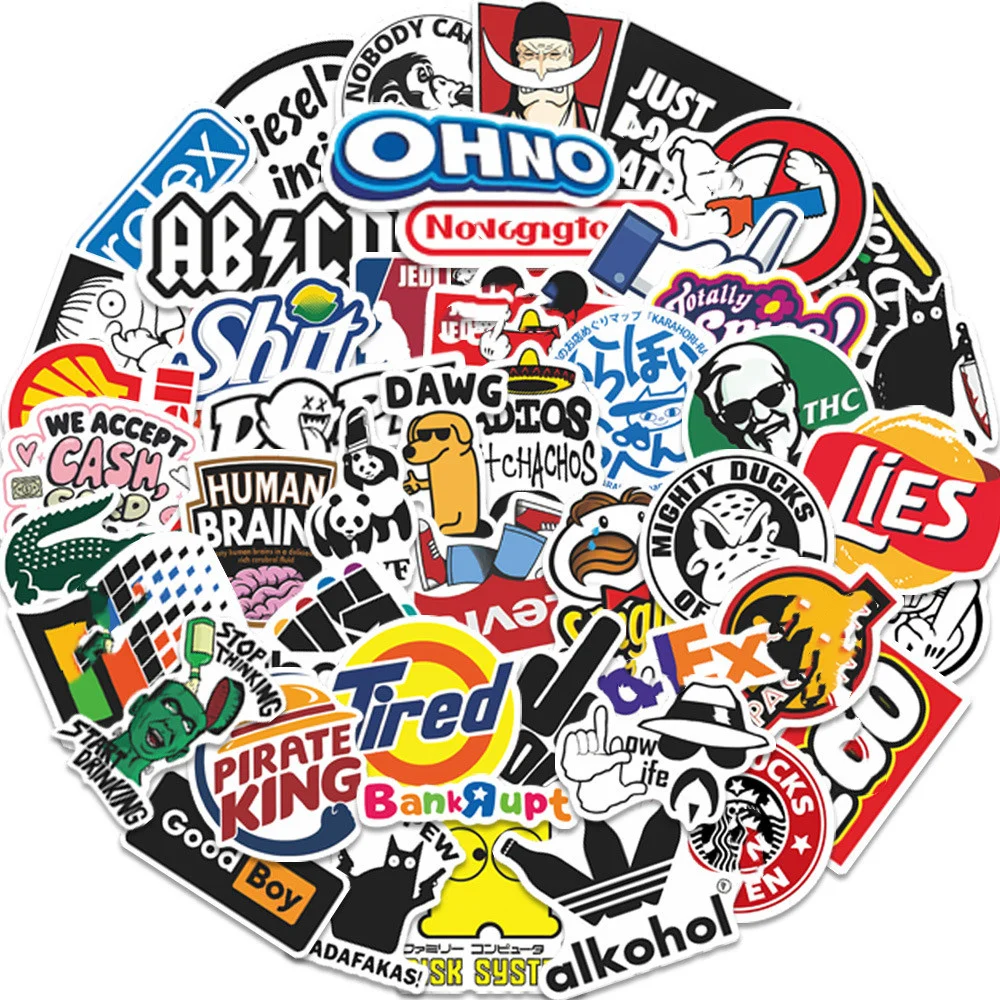 49Pcs Cool Funny Stickers Cartoon Meme Decals For Laptop Scrapbook Skateboard Helmet Suitcase DIY Aesthetic Stickers