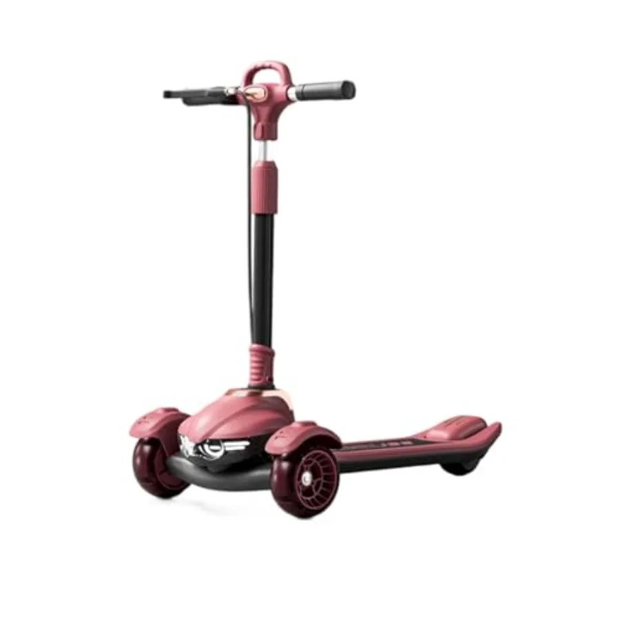 

Large Scooter for Ages 3-18 Adults Durable Aluminum Frame Black with LED Lights and Bluetooth Music Dual Brakes 5-Level Height