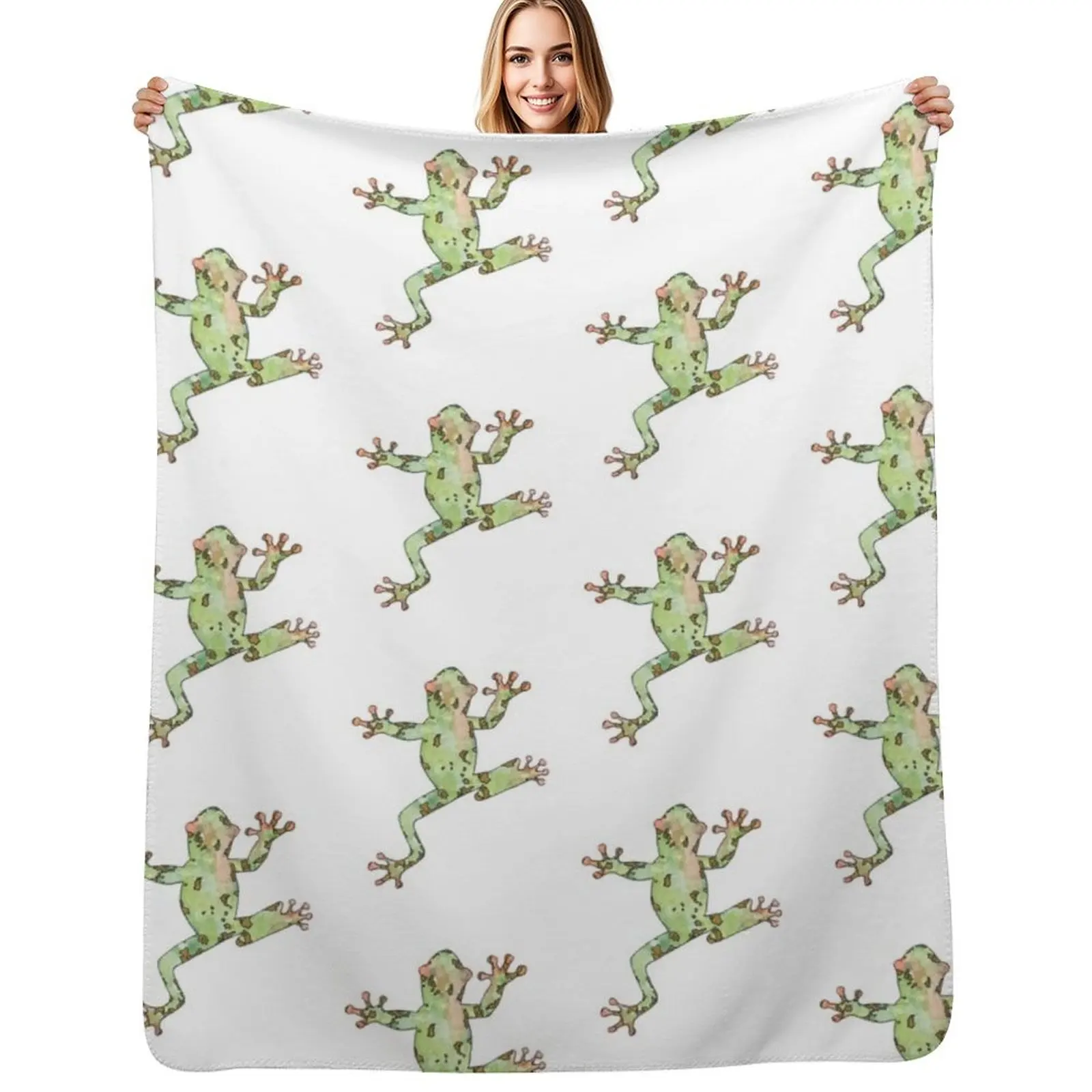 Frog Watercolor Throw Blanket Cozy Throw Blanket Birthday Gift for Him Her