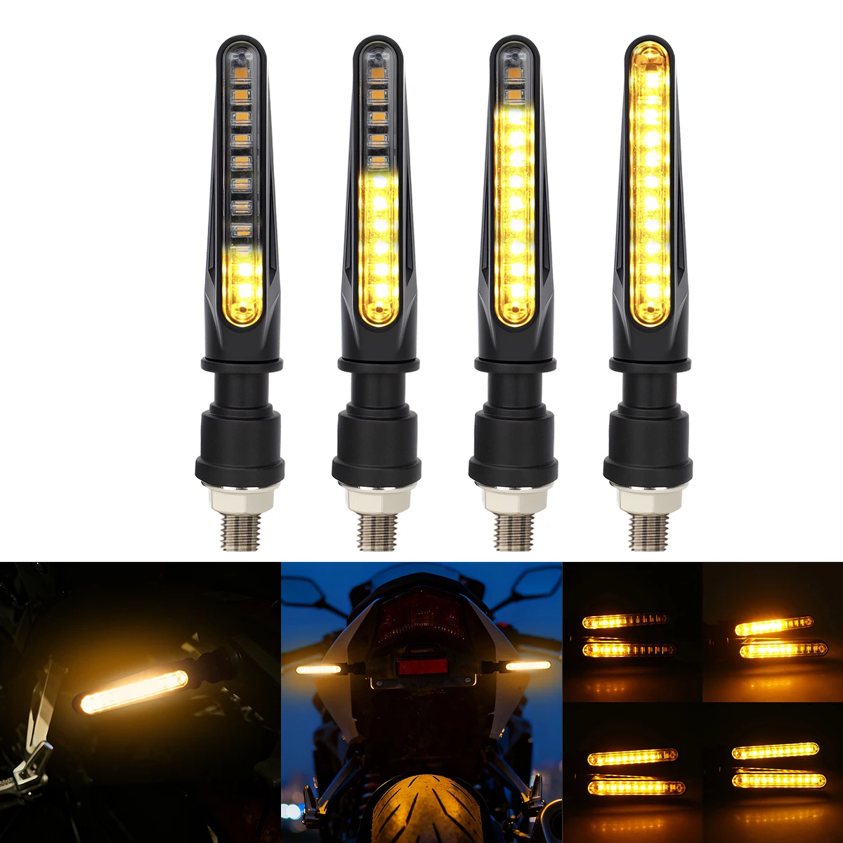2/4PCS Motorcycle LED Turn Signal Light Universal DRL Amber Flowing Blinker Indicator Motorcycle Flashing Light Tail Lamp